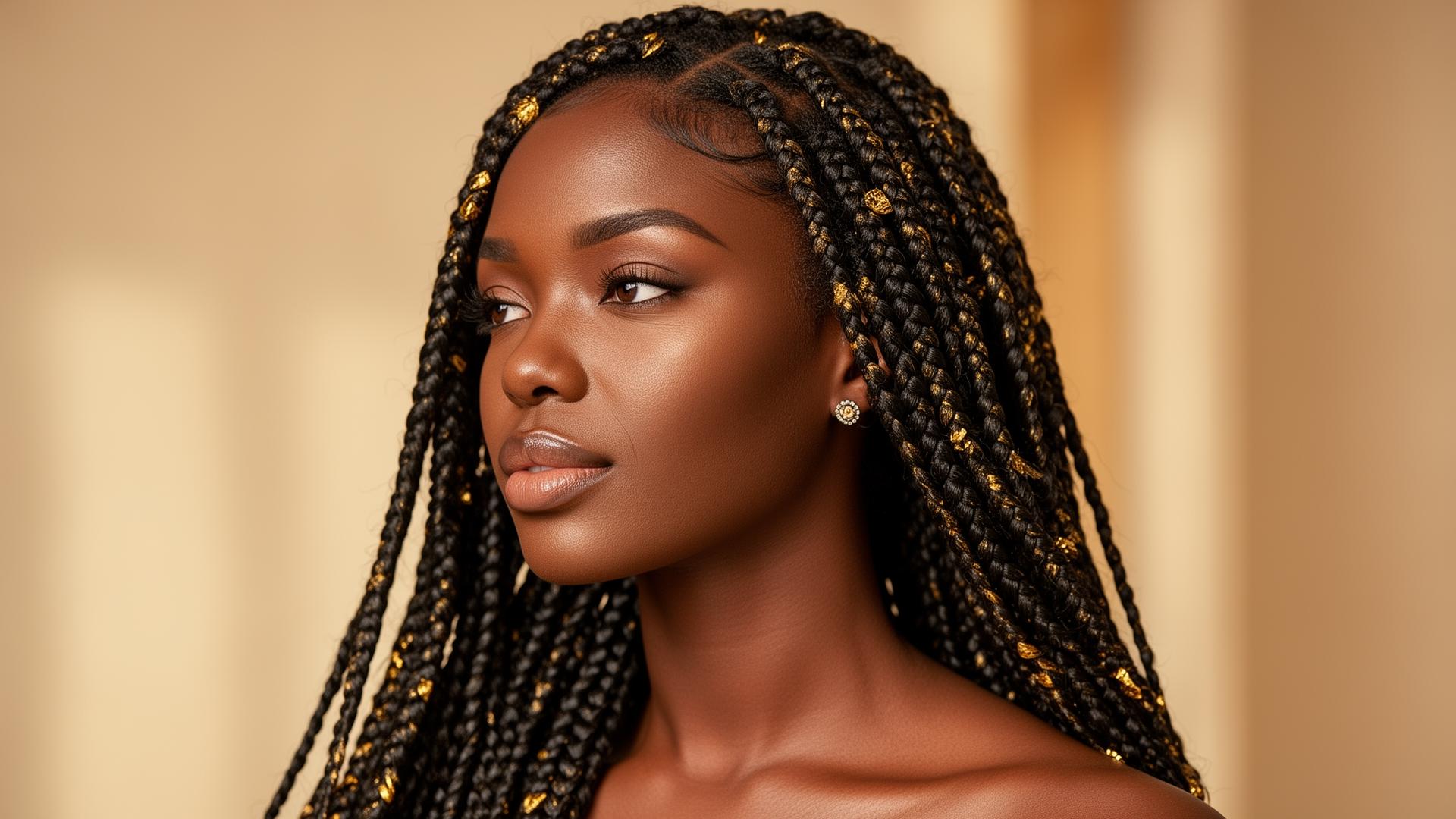Femme noire élégante portant de magnifiques tresses africaines